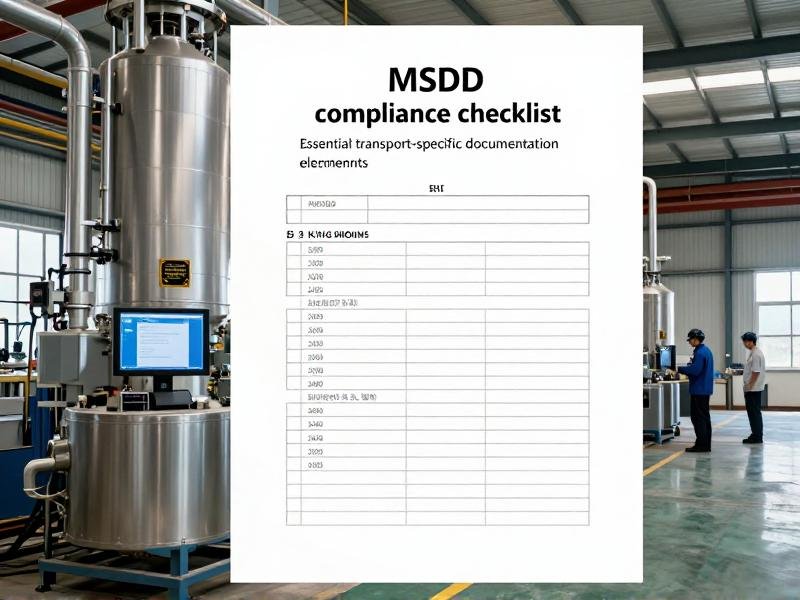 Essential transport-specific documentation elements MSDS compliance checklist